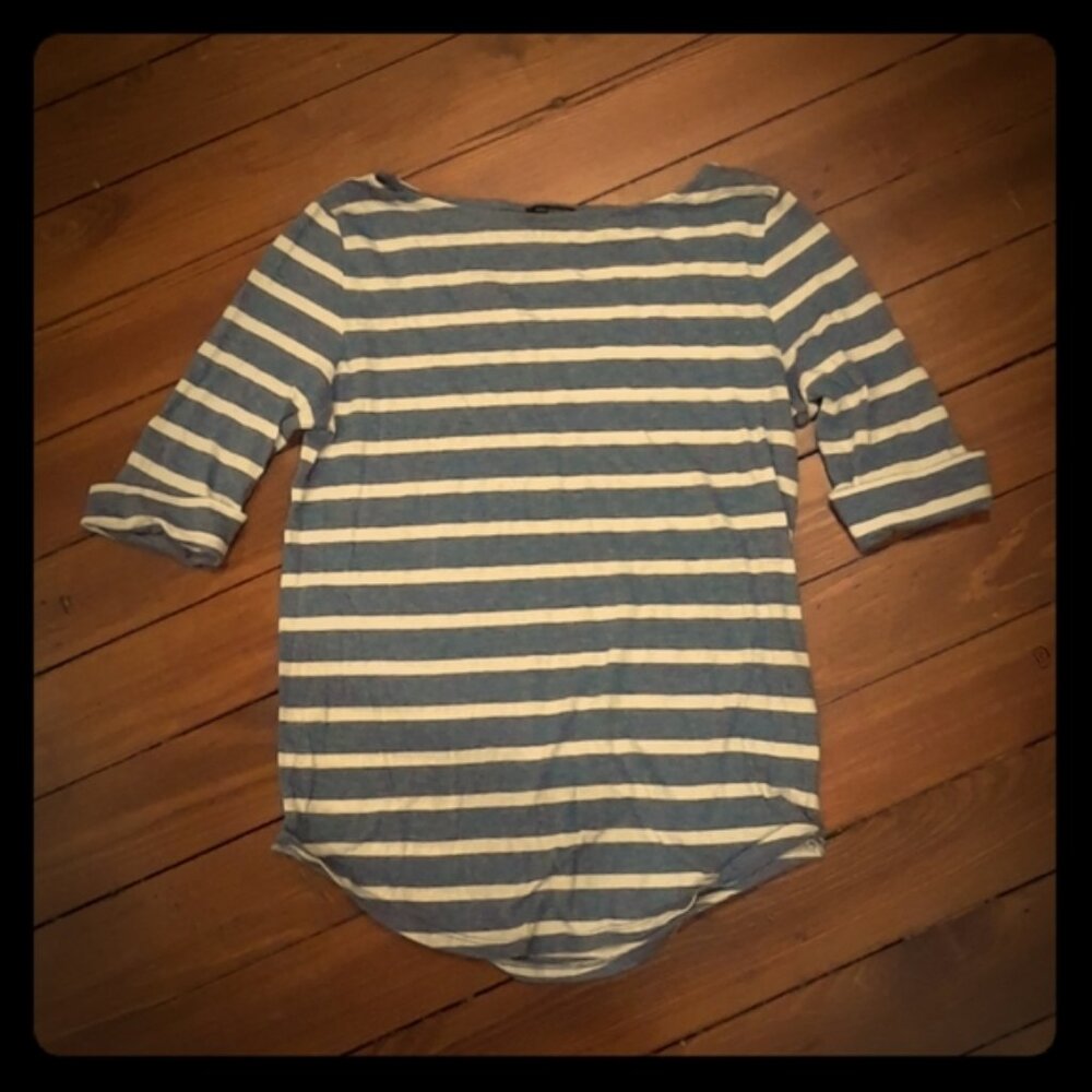 NWT 🌹 Ann Taylor Striped Elbow Sleeve Tee Size XS